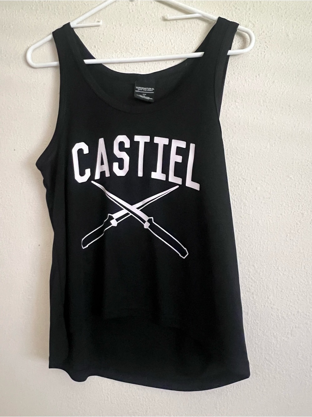 Castiel Graphic Tank Top - Black with White Print